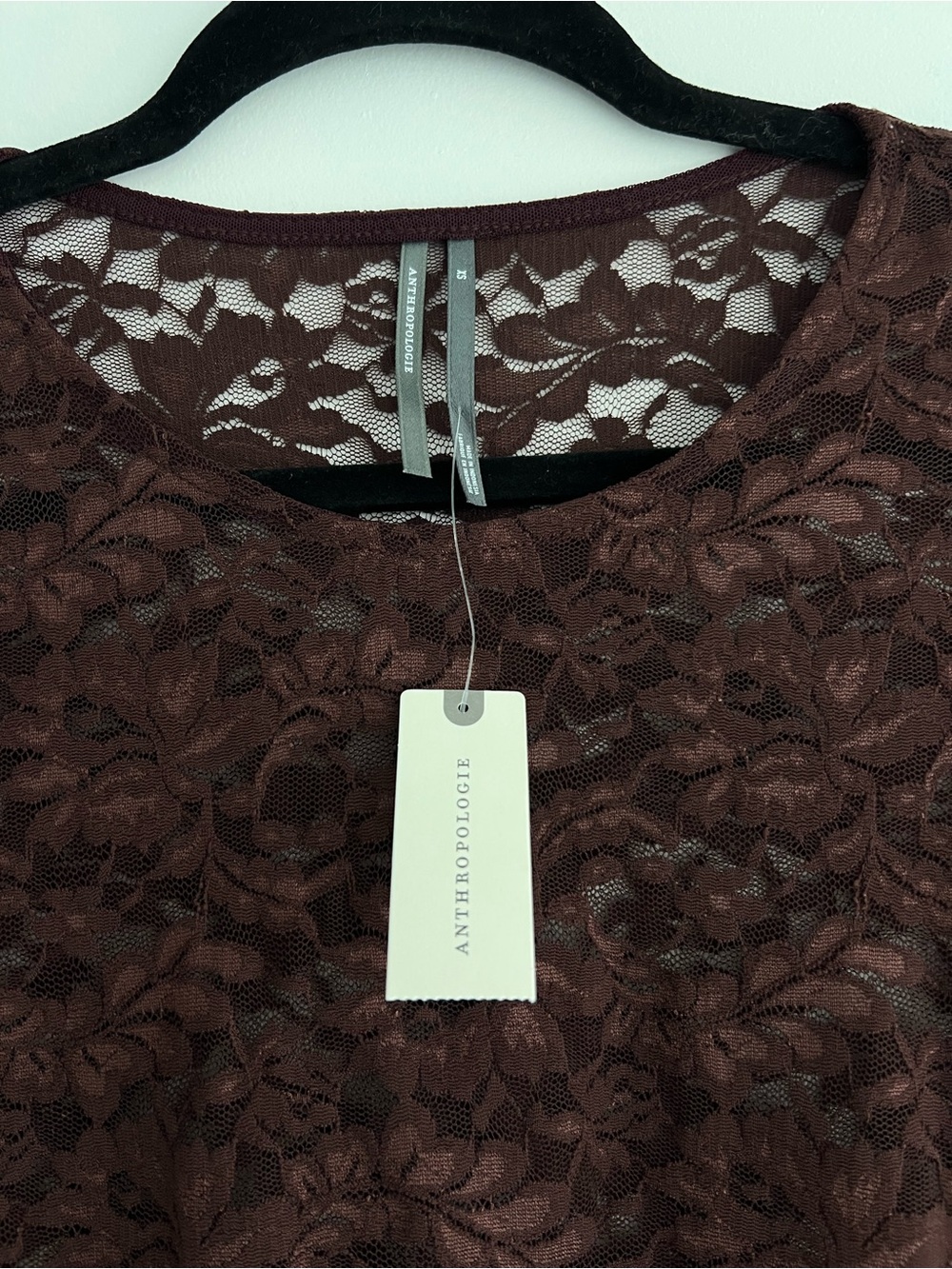 Anthropologie Women's Lace Long-Sleeve Top - Brown - Picture 3 of 6